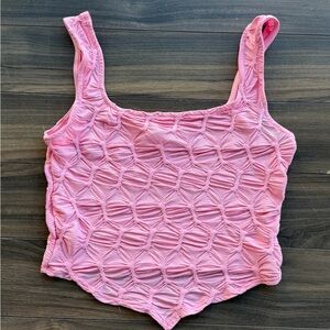 Pink Textured Sleeveless Top